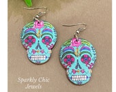 Sugar skull Earrings, halloween earrings, tassel earrings, boho earrings, skull earrings, day of the dead, día de los muertos