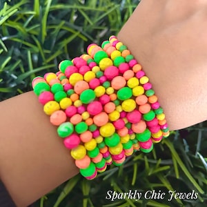 Neon Bracelet Stack, bracelet stack, summer bracelet stack, gift for her, neon bracelet