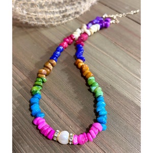 Rainbow Necklace, beaded necklace, colorful necklace, multicolor necklace, necklace for women, gift for her, rainbow necklace