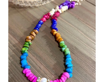 Rainbow Necklace, beaded necklace, colorful necklace, multicolor necklace, necklace for women, gift for her, rainbow necklace