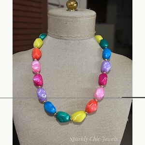 Rainbow Necklace, multicolor choker, rainbow colors, colorful necklace, gift for her
