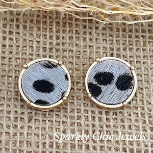 Pendientes de piel de vaca, pendientes con estampado de vaca, pendientes de vaca, regalo para ella, pendientes occidentales, pendientes occidentales