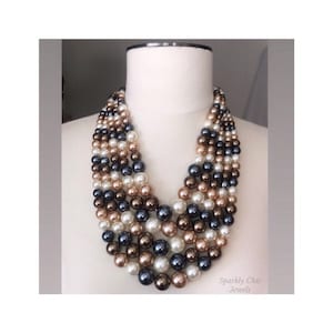 Brown and Gray Pearl Necklace, Neutral Pearl Necklace, Chunky Necklace, pearl necklace, Gift for Mom, Mother&#39;s Day gift, pearl necklace