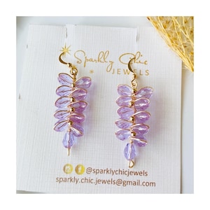 Wisteria Earrings, crystal earrings, flower earrings, gift for her, spring jewelry, dangle earrings, wire-wrapped earrings