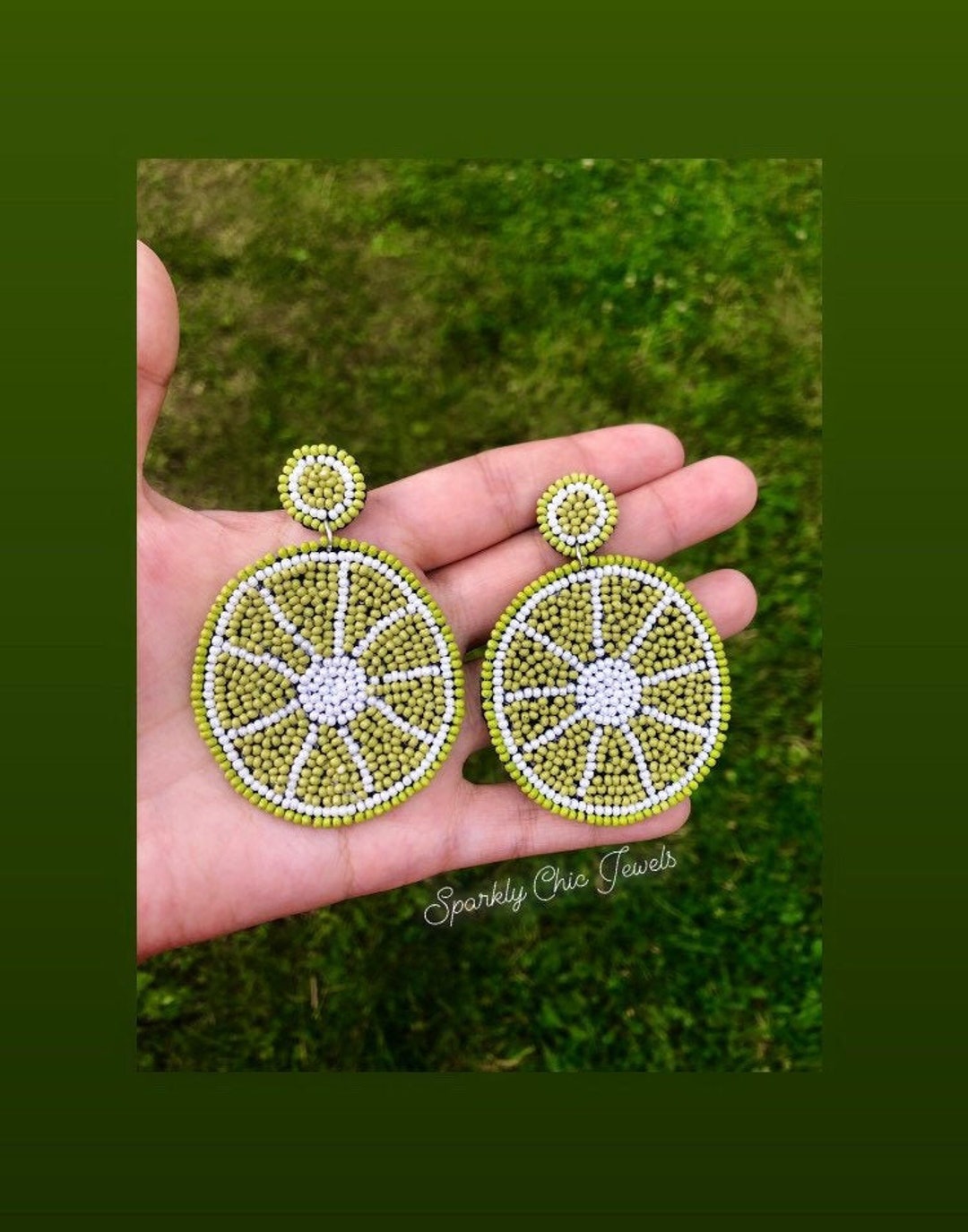 Lime Seeded Earrings Lemons Earrings Circle Earrings Lime Etsy