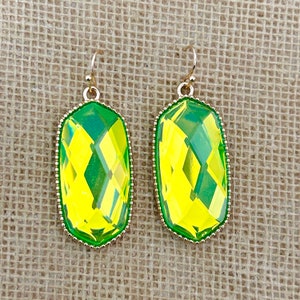 Green Neon Earrings, neon earrings, green earrings, dangle earrings, fashion earrings, gift for her, neon jewelry