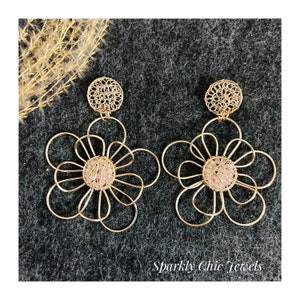 Cherry Blossom Earrings, Flower Earrings, Wedding, Wire-wrapped earrings, Statement Earrings, dangle earrings, gift for her