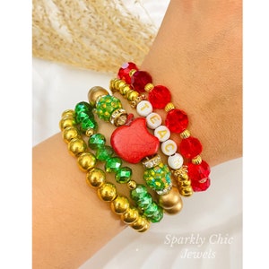 Teacher Bracelet Stack, teacher’s gift, gift for her, Apple bracelet, bracelet stack, teacher appreciation gift, teacher gifts