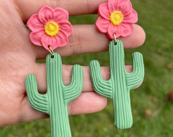 Cactus Flowet Earrings, cactus earrings, western earrings, fall earrings, fashion earrings, gift for her