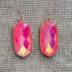 Pink Neon Earrings, neon earrings, pink earrings, dangle earrings, fashion earrings, gift for her, neon jewelry