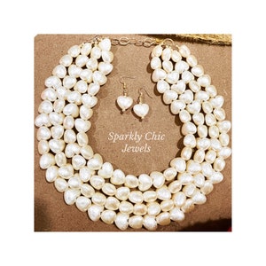 Pearl Heart Necklace, pearl heart necklace, beaded necklace, multi-strand, necklace for women, heart necklace, gift for her, peace