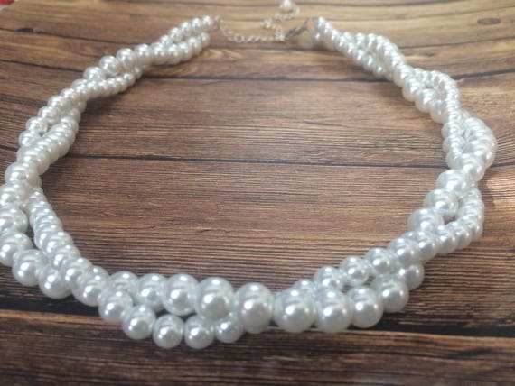 Pearl Twist Necklace, Bridesmaid Necklace, Wedding Jewelry