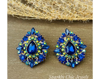 Boucles d’oreilles Blue Teardrop stud, Boucles d’oreilles Crystal Stud, Boucles d’oreilles en forme de goutte d’oreille, Boucles d’oreilles à clous, Boucles d’oreilles scintillantes, Boucles d’oreilles bleues, Bridgerton