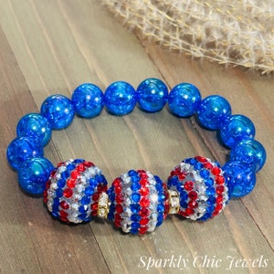 USA Rhinestone Bracelet, bracelet for women, 4th of july, Memorial Day, veteran, military, sparkly bracelet, patriotic bracelet, gift