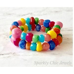Colorful Stone Bracelet, Gemstone bracelet, colorful bracelet, stretchy bracelet, jewelry, bracelet,  pride bracelet