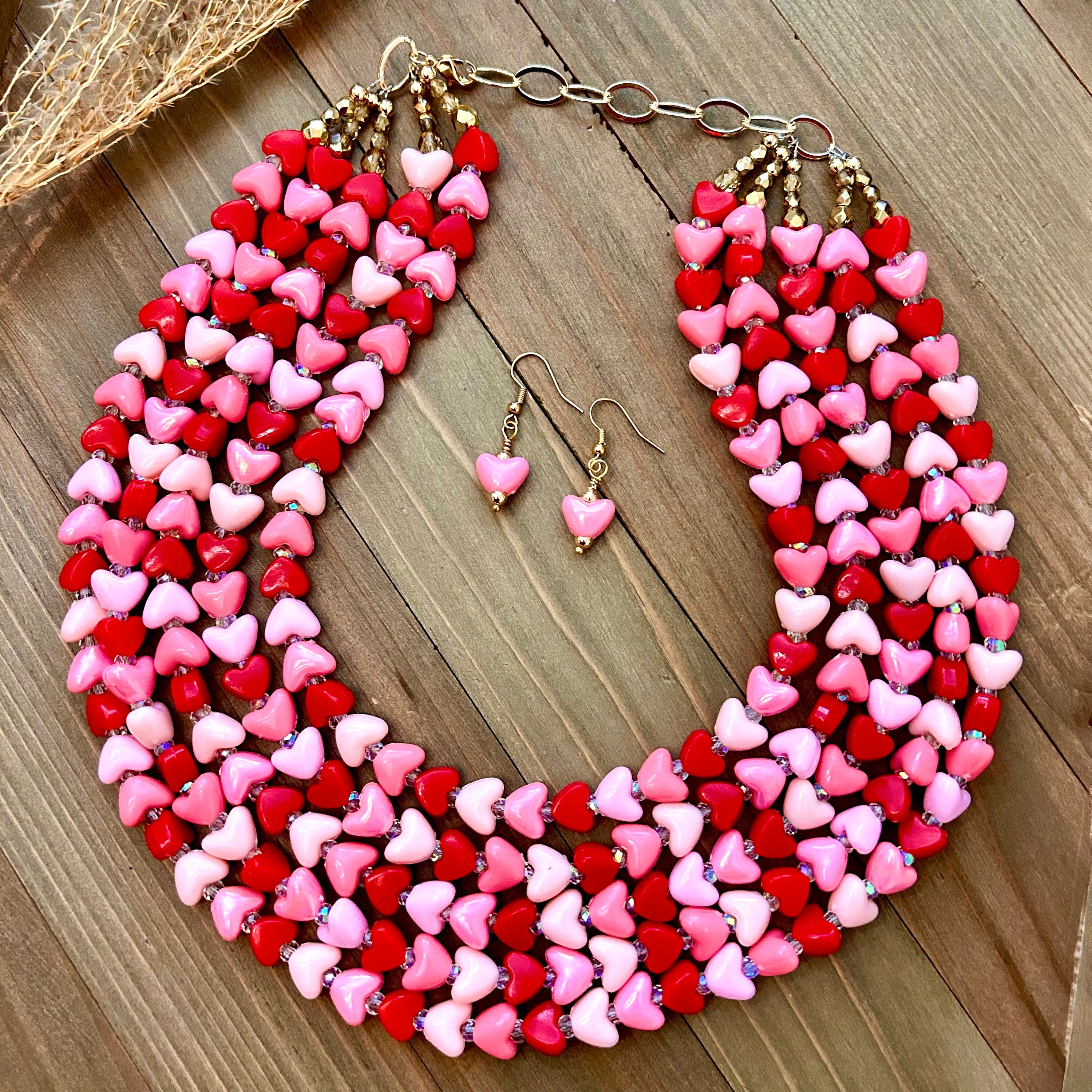 ◆VVV◆ Pink Ribbon Heart Mix Bead Necklace 23FWNK086PKF il_fullxfull.4580688209_m77p.jpg