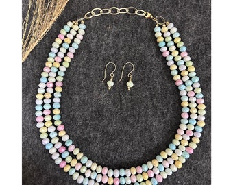 Pastel Crystal Statement Necklace, Crystal necklace, pastel necklace, easter necklace, necklace for women, gift for her, multi-strand