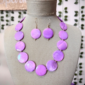 Lavender Statement Necklace, purple necklace, statement necklace, necklace for women, beaded necklace, gift for her, Halloween, lilac