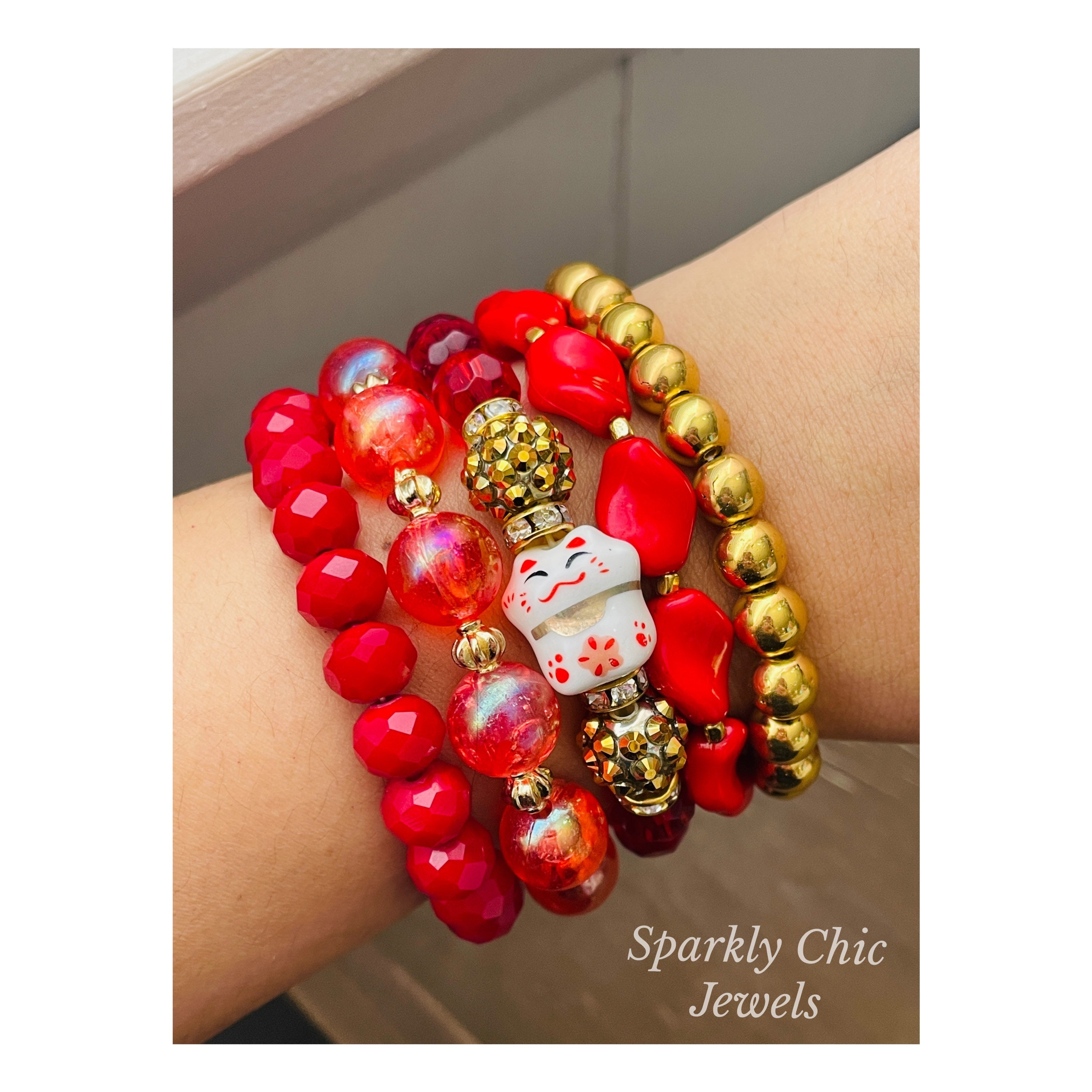 Good Luck Cat Bracelet, Lucky Chinese Cat Bracelet, Lunar New Year