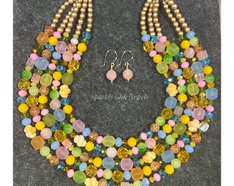 Summer Necklace, statement necklace, yellow necklace, gift for her, necklace for her