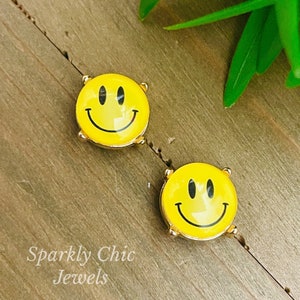 Happy stud earrings, stud earrings, smile earrings, crystal earrings, square stud earrings, pride earrings, lgtb earrings
