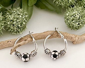 Soccer earrings " Look beautiful while showing your spirit "