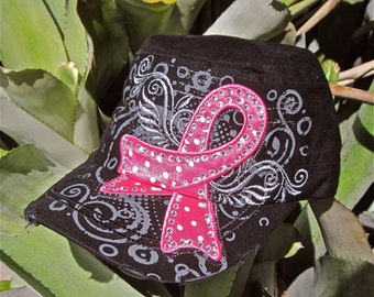Breast Cancer Awareness Vintage Cap. " Fighting Pretty "