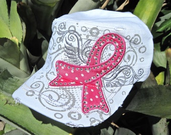Breast Cancer Awareness Vintage Cap.    " Fighting Pretty "