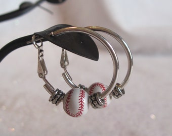 Baseball hoop earring 22mm size " Quater size "