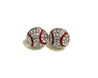 Baseball stud earrings.