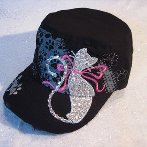 Cat Cap in Black &quot;Glam Kitty Cat &quot;