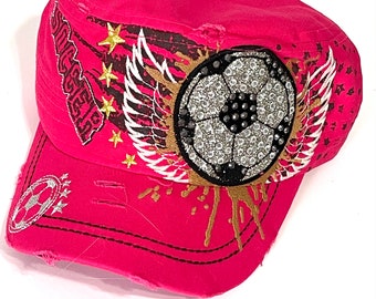 Soccer Cap " Soccer Angel "  Hot Pink.