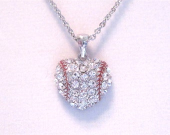 Baseball Heart Necklace. " Love Baseball "