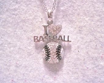 Baseball Necklace " I love Baseball "