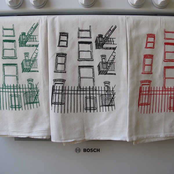 Tea Towel - NYC detail screenprinted in Green, Black or Red ink