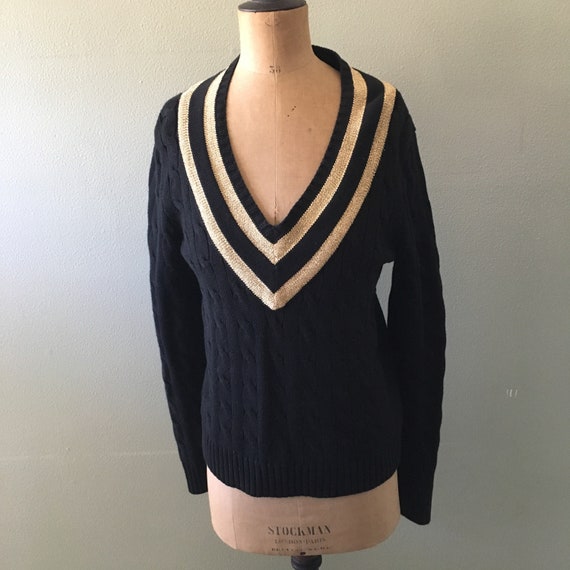 ralph lauren black cable knit sweater