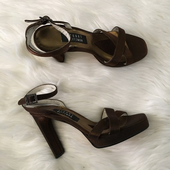 stuart weitzman bronze platform shoes - size 8 aa