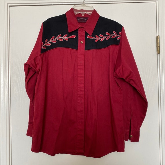 gordon & james western embroidered shirt - size m… - image 1