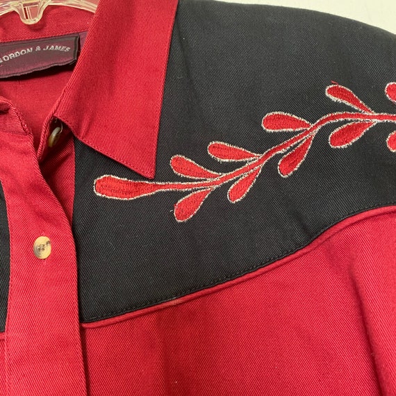 gordon & james western embroidered shirt - size m… - image 3