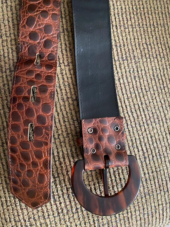 Jill Stuart Brown Croc Leather Belt - Size Large - Etsy display picture 3