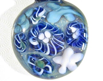 Coral Reef Glass Implosion Pendant - Borosilicate Lampwork