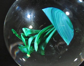 30mm (1.18 in) Hazy Blue Jellyfish Marble, Handmade Borosilicate Art Glass