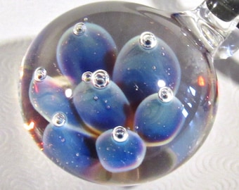 Purple and Blue Implosion Pendant - Handmade Borosilicate Lampwork Glass