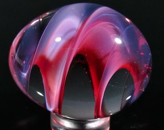 Handmade Glass Egg, Hazy Pink Helix Solid Design, Borosilicate Art