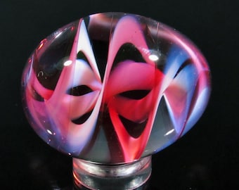 Handmade Glass Egg, Hazy Pink Helix Solid Design, Borosilicate Art
