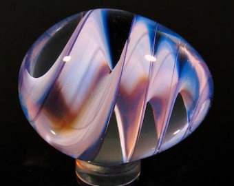Handmade Glass Egg, Pastel Purple Helix Solid Design, Borosilicate Art