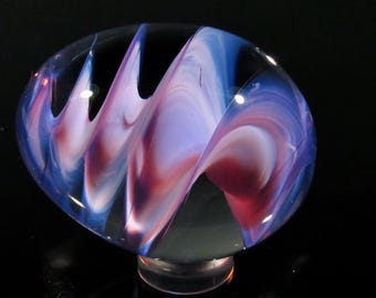 Handmade Glass Egg, Pastel Purple Helix Solid Design, Borosilicate Art