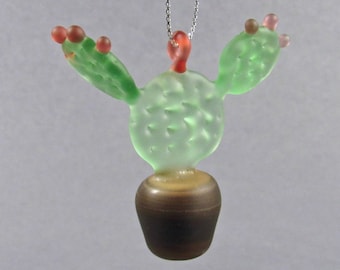 Prickly Pear Cactus Ornament - Handmade Borosilicate Glass