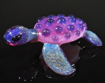 Purple Glass Sea Turtle - Handmade Borosilicate Sculpture
