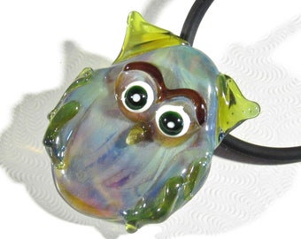 Sculpted Owl Pendant - Handmade Lampwork Borosilicate Glass